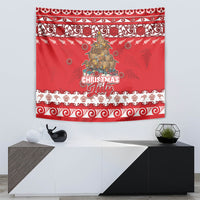 New Zealand Christmas In July Tapestry Maori Kiwi Xmas Tree - Red