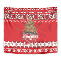 New Zealand Christmas In July Tapestry Maori Kiwi Xmas Tree - Red