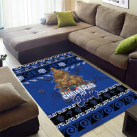 New Zealand July Christmas Area Rug Maori Kiwi Xmas Tree - Blue