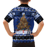 Personalised New Zealand July Christmas Hawaiian Shirt Maori Kiwi Xmas Tree - Blue