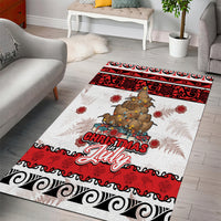 New Zealand July Christmas Area Rug Maori Kiwi Xmas Tree - White