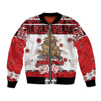 Personalised New Zealand July Christmas Bomber Jacket Maori Kiwi Xmas Tree - White