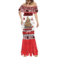 Personalised New Zealand July Christmas Mermaid Dress Maori Kiwi Xmas Tree - White LT05 - Polynesian Pride