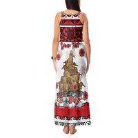 Personalised New Zealand July Christmas Tank Maxi Dress Maori Kiwi Xmas Tree - White LT05 - Polynesian Pride