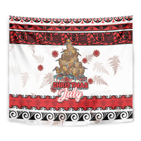 New Zealand July Christmas Tapestry Maori Kiwi Xmas Tree - White