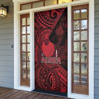 Hawaii King Kamehameha Door Cover With Hawaiian Ipu Motifs Red Version LT05 - Polynesian Pride