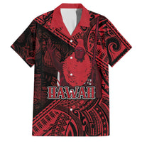 Hawaii King Kamehameha Family Matching Tank Maxi Dress and Hawaiian Shirt With Hawaiian Ipu Motifs Red Version LT05 Dad's Shirt - Short Sleeve Red - Polynesian Pride