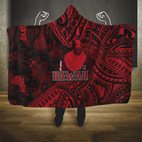 Hawaii King Kamehameha Hooded Blanket With Hawaiian Ipu Motifs Red Version LT05 - Polynesian Pride
