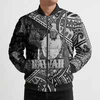 Hawaii King Kamehameha Bomber Puffer Jacket With Hawaiian Ipu Motifs Black Version LT05 - Polynesian Pride