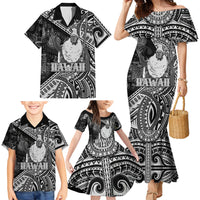 Hawaii King Kamehameha Family Matching Mermaid Dress and Hawaiian Shirt With Hawaiian Ipu Motifs Black Version