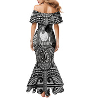 Hawaii King Kamehameha Family Matching Mermaid Dress and Hawaiian Shirt With Hawaiian Ipu Motifs Black Version