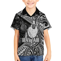 Hawaii King Kamehameha Family Matching Short Sleeve Bodycon Dress and Hawaiian Shirt With Hawaiian Ipu Motifs Black Version