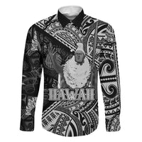 Hawaii King Kamehameha Family Matching Summer Maxi Dress and Hawaiian Shirt With Hawaiian Ipu Motifs Black Version