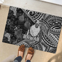 Hawaii King Kamehameha Rubber Doormat With Hawaiian Ipu Motifs Black Version