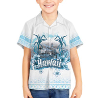 Hawaii Sugar Plantation Family Matching Off The Shoulder Long Sleeve Dress and Hawaiian Shirt With Hawaiian Tapa Pattern