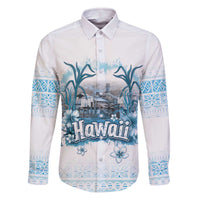Hawaii Sugar Plantation Family Matching Off Shoulder Short Dress and Hawaiian Shirt With Hawaiian Tapa Pattern