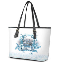 Hawaii Sugar Plantation Leather Tote Bag With Hawaiian Tapa Pattern