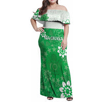 Cook Islands Maori Language Week Family Matching Off Shoulder Maxi Dress and Hawaiian Shirt Pacific Tapa Pattern