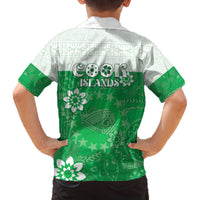 Cook Islands Maori Language Week Family Matching Off Shoulder Short Dress and Hawaiian Shirt Pacific Tapa Pattern