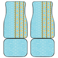 Hawaii Shell Tiare Anthurium Heliconia Lei Car Mats With Tapa Pattern Baby Blue