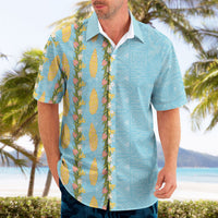 Hawaii Shell Tiare Anthurium Heliconia Lei Hawaiian Shirt With Tapa Pattern Baby Blue LT05 - Polynesian Pride
