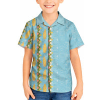 Hawaii Shell Tiare Anthurium Heliconia Lei Hawaiian Shirt With Tapa Pattern Baby Blue LT05 - Polynesian Pride