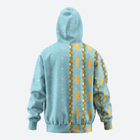 Hawaii Shell Tiare Anthurium Heliconia Lei Hoodie With Tapa Pattern Baby Blue