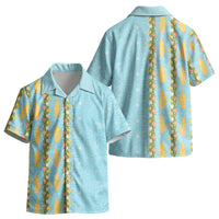 Hawaii Shell Tiare Anthurium Heliconia Lei Kid Hawaiian Shirt With Tapa Pattern Baby Blue LT05 - Polynesian Pride