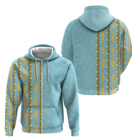 Hawaii Shell Tiare Anthurium Heliconia Lei Zip Hoodie With Tapa Pattern Baby Blue