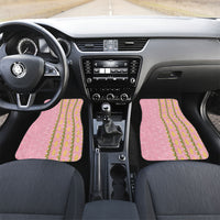 Hawaii Shell Tiare Anthurium Heliconia Lei Car Mats With Tapa Pattern Baby Pink
