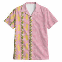 Hawaii Shell Tiare Anthurium Heliconia Lei Hawaiian Shirt With Tapa Pattern Baby Pink LT05 Pink - Polynesian Pride