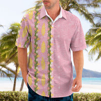Hawaii Shell Tiare Anthurium Heliconia Lei Hawaiian Shirt With Tapa Pattern Baby Pink LT05 - Polynesian Pride