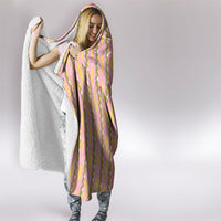 Hawaii Shell Tiare Anthurium Heliconia Lei Hooded Blanket With Tapa Pattern Baby Pink