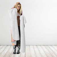 Hawaii Shell Tiare Anthurium Heliconia Lei Hooded Blanket With Tapa Pattern Baby Pink