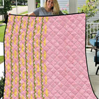 Hawaii Shell Tiare Anthurium Heliconia Lei Quilt With Tapa Pattern Baby Pink