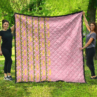 Hawaii Shell Tiare Anthurium Heliconia Lei Quilt With Tapa Pattern Baby Pink
