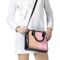 Hawaii Shell Tiare Anthurium Heliconia Lei Shoulder Handbag With Tapa Pattern Baby Pink
