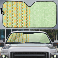 Hawaii Shell Tiare Anthurium Heliconia Lei Auto Sun Shade With Tapa Pattern Baby Green