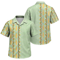 Hawaii Shell Tiare Anthurium Heliconia Lei Family Matching Tank Maxi Dress and Hawaiian Shirt With Tapa Pattern Baby Green LT05 Son's Shirt Green - Polynesian Pride