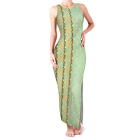 Hawaii Shell Tiare Anthurium Heliconia Lei Family Matching Tank Maxi Dress and Hawaiian Shirt With Tapa Pattern Baby Green