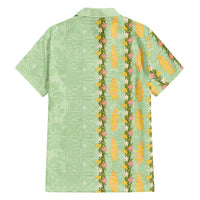 Hawaii Shell Tiare Anthurium Heliconia Lei Hawaiian Shirt With Tapa Pattern Baby Green LT05 - Polynesian Pride