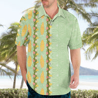 Hawaii Shell Tiare Anthurium Heliconia Lei Hawaiian Shirt With Tapa Pattern Baby Green LT05 - Polynesian Pride