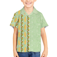 Hawaii Shell Tiare Anthurium Heliconia Lei Hawaiian Shirt With Tapa Pattern Baby Green LT05 - Polynesian Pride