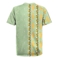 Hawaii Shell Tiare Anthurium Heliconia Lei Rugby Jersey With Tapa Pattern Baby Green