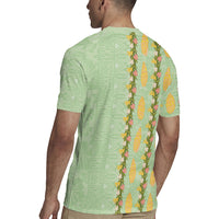 Hawaii Shell Tiare Anthurium Heliconia Lei Rugby Jersey With Tapa Pattern Baby Green