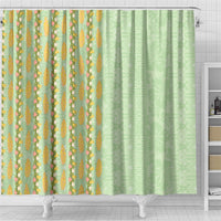 Hawaii Shell Tiare Anthurium Heliconia Lei Shower Curtain With Tapa Pattern Baby Green