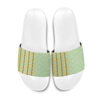 Hawaii Shell Tiare Anthurium Heliconia Lei Slide Sandals With Tapa Pattern Baby Green