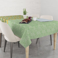 Hawaii Shell Tiare Anthurium Heliconia Lei Tablecloth With Tapa Pattern Baby Green