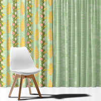 Hawaii Shell Tiare Anthurium Heliconia Lei Window Curtain With Tapa Pattern Baby Green