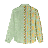 Hawaii Shell Tiare Anthurium Heliconia Lei Women Casual Shirt With Tapa Pattern Baby Green